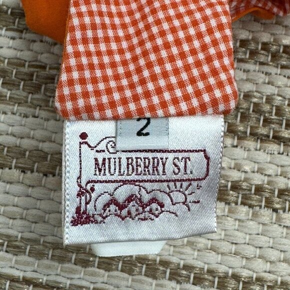 Mulberry St. Outfit Reversible Top Embroidered Gingham Halloween Orange Size 2 - Picture 6 of 13